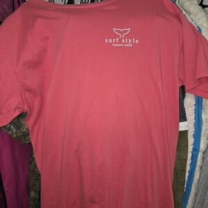 surf style Coral Short-Sleeve Tee with White Logo